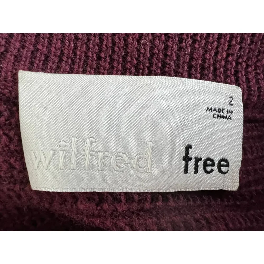 Wilfred Free Harper Burgundy Long Sleeve Merino Wool Cropped Women's Sweater S